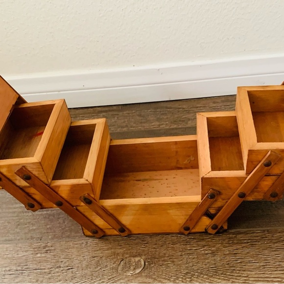 Vintage Handmade Wooden Serving Box - Picture 1 of 14